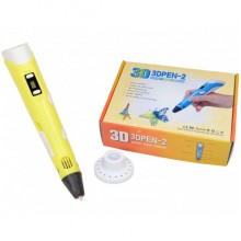 3D ручка PEN-2 S EASY c LCD дисплеем и набором пластика Желтая