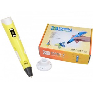 3D ручка PEN-2 S EASY c LCD дисплеем и набором пластика Желтая