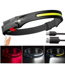 Фонарь налобный CB-689-1-LM+COB (white+red), Motion Sensor, Li-Ion аккумулятор, зарядное устройство Type-C, чёрный, (001438759).