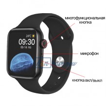 Умные смарт часы Smart Watch Series 6 HW22, голосовой вызов, пульсометр, шагомер, тонометр, оксиметр, прогноз погоды, режим спорт, для мужчин и женщин, чёрные (000438653)