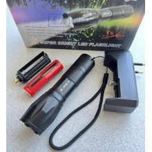 Карманный мощный фонарь Police BL 1831-T6, ЗУ 220/12V, 1 х 18650/3ААА, zoom, Box, чёрный, (001438751).