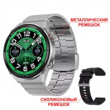 Умные смарт-часы Smart Watch DT3 Mate, голосовой вызов, шагомер, режим спорт, тонометр, пульсометр, функция Always on display, два ремешка, серебро, (001438743).