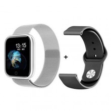 Умный Фитнес-браслет Smart Band T80 PRO, Температура тела,Тонометр, Пульсометр, Шагометр, Оксиметр,Будильник, для женщин и мужчин, Серебристый (SM- 043867)